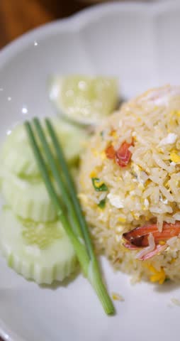 Close up of shrimp fried rice on plate