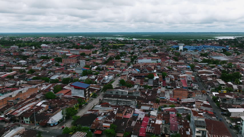Iquitos City in Peruvian Amazon Aerial View