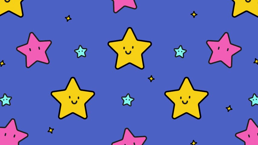 Cute star seamless pattern background vector illustration with smiling cartoon face on blue backdrop
