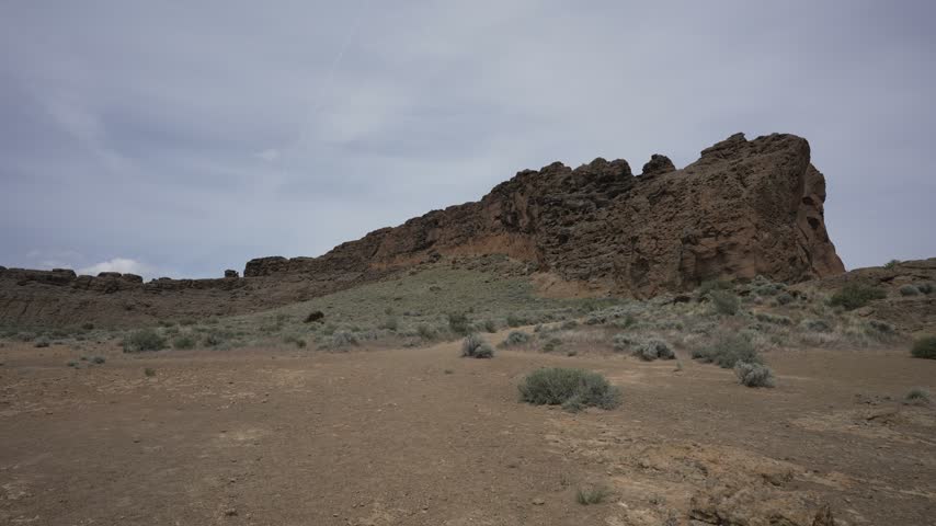 Pan across the Fort Rock tuff ring in the Oregon high desert