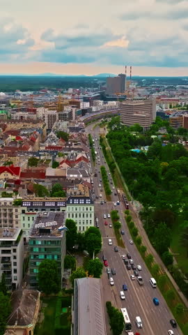 Aerial view of beautiful view of the old city center of Bratislava, Slovakia