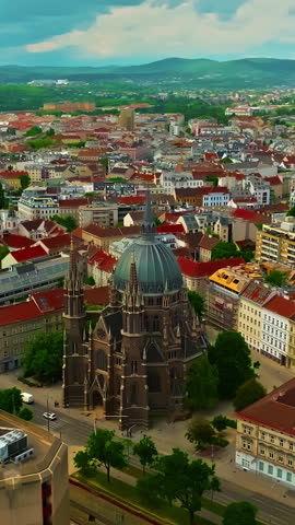 Aerial view of Vienna city center, Austria