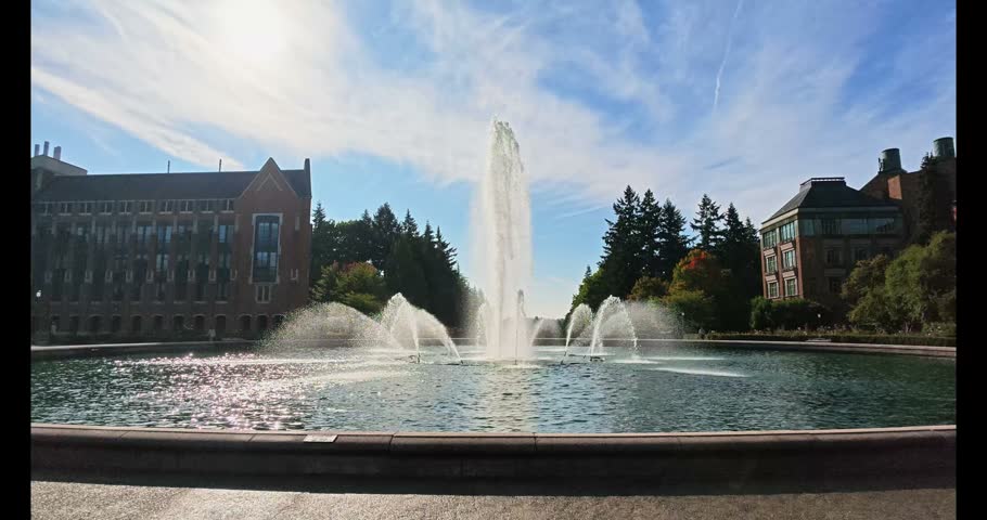 Drumheller Fountain at University of Washington Campus in Seattle 4K