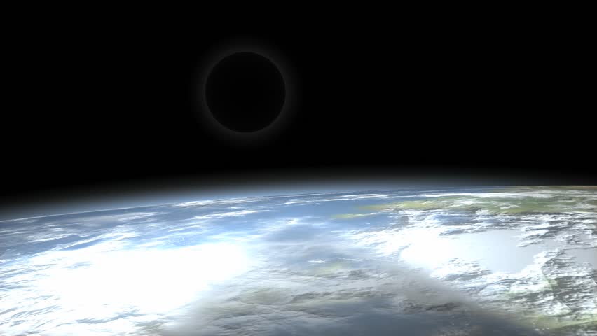Moon eclipse view from space.