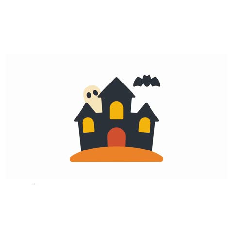 Haunted House Halloween animation on white background
