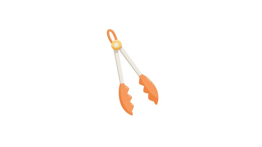 Vector illustration of orange kitchen tongs with metal handles, a useful tool for grabbing and serving food or baked goods