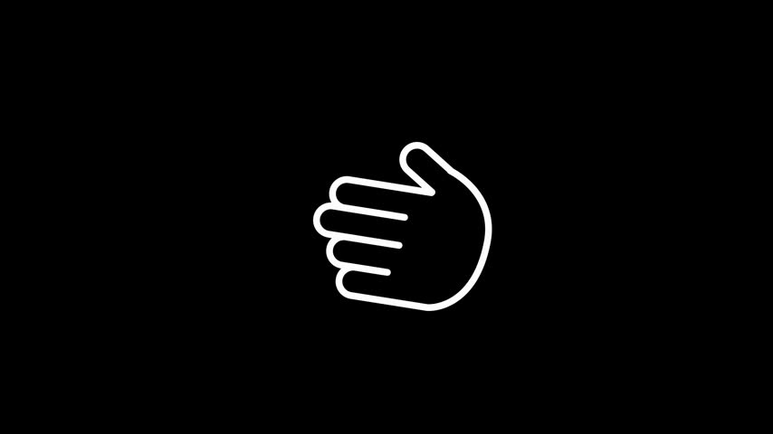 White Outline of Clapping Hands on a Black Background Representing Applause or Approval