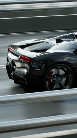 Fast car is speeding down the road
