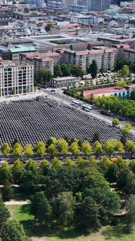 Holocaust Memorial In Berlin In Germany. Europa Murdered Jews Memorial. Downtown District. Cemetery Skyline. Holocaust Memorial In Berlin In Germany. Historical Fact. Jews Murdered Nazism.