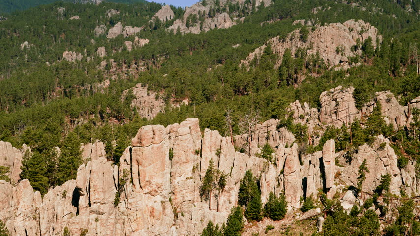 Cinematic drone shot of the amazing rock formations of the black hills located in south dakota, USA