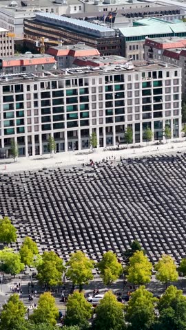 Holocaust Memorial In Berlin In Germany. Europa Murdered Jews Memorial. Downtown District. Cemetery Skyline. Holocaust Memorial In Berlin In Germany. Historical Fact. Jews Murdered Nazism.