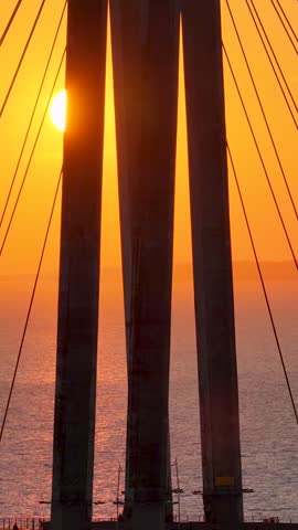 Amazonian Sunset At Manaus In Amazonas Brazil. Sunset Bridge. Boat Sailing. Amazon Black River. Amazonian Sunset In Manaus In Amazonas Brazil. Beautiful Sunset Skyline. Amazon Rainforest.