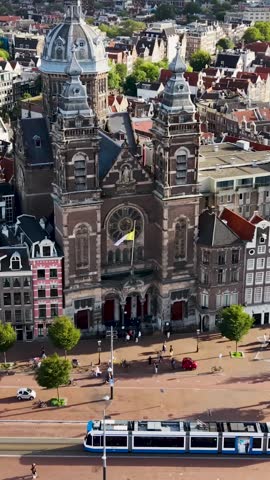 Basilica Of Saint Nicholas In Amsterdam In North Holland Netherlands. Catholic Church. Beautiful Religious Temple. Religion Background. Basilica Of Saint Nicholas In Amsterdam. Medieval Building.