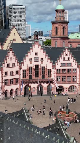 Old Town Of Frankfurt Am Main In Hesse Germany. Downtown District. Famous Old City. Medieval Buildings. Old Town In Frankfurt Am Main In Hesse Germany. Beautiful Cityscape. European Skyline.