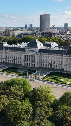 Royal Palace In Brussels In Belgium. Downtown District. Government Building. Royal Palace In Brussels In Belgium. Medieval Construction. Beautiful Cityscape.