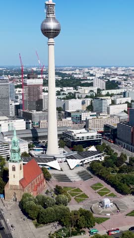 Television Tower In Berlin In Germany. Downtown District. Television Tower. Observatory Building. Television Tower In Berlin In Germany. Europe Travel. Beautiful Landscape.