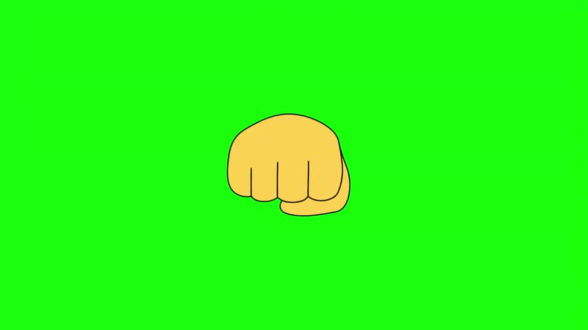 Clenched fist cartoon hand gesture vector illustration isolated on green screen.   
