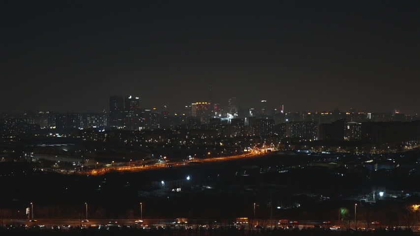 Beijing, China City Panorama at Night