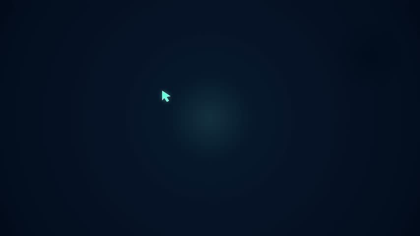 Cyan computer mouse cursor on dark blue background