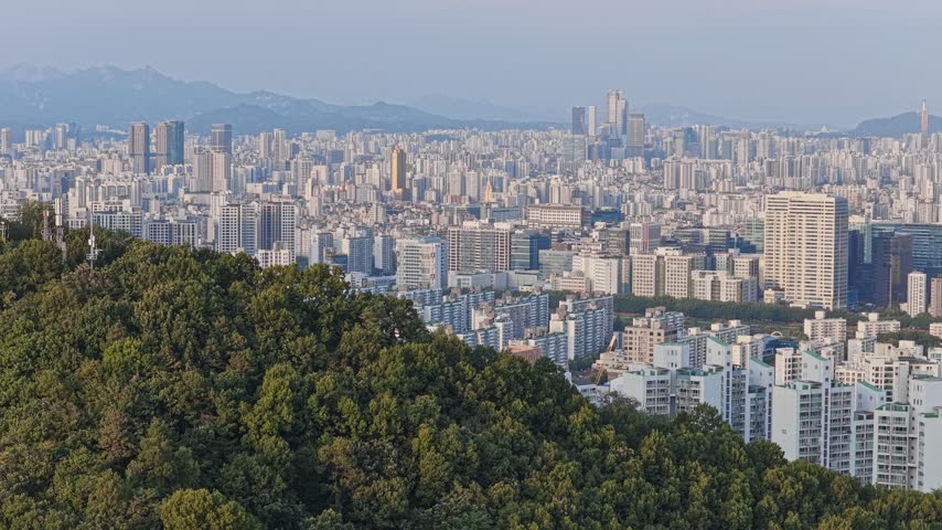Aerial Footage of Seoul Metropolitan Area At Dusk