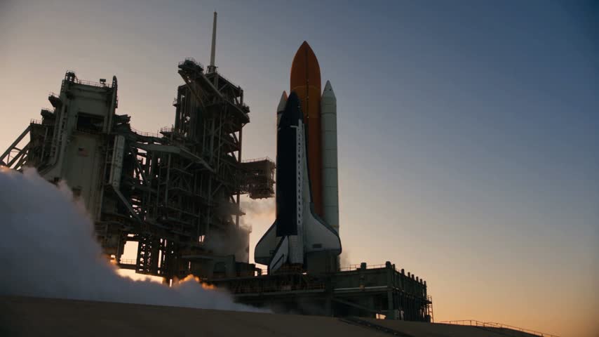 Spacecraft Launch from Rocket Launch Pad.