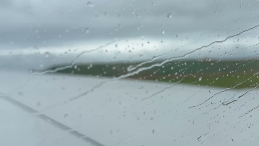 plane taking off in the rain - Taiwan