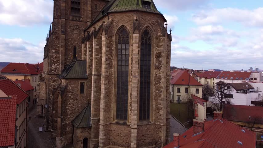 Drone View of St. Peter and Paul Cathedral in Brno, Czech Republic	