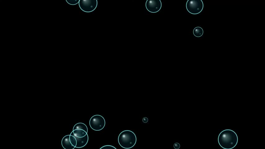 Abstract background with floating transparent bubbles on black. Vector illustration of realistic water bubbles or soap bubbles for your design.
