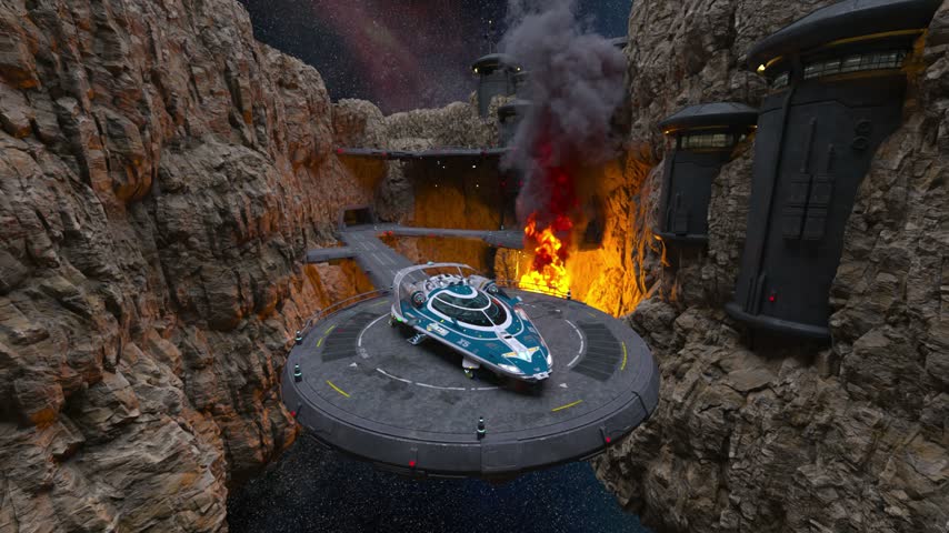 3D rendering of the spaceship landing pad