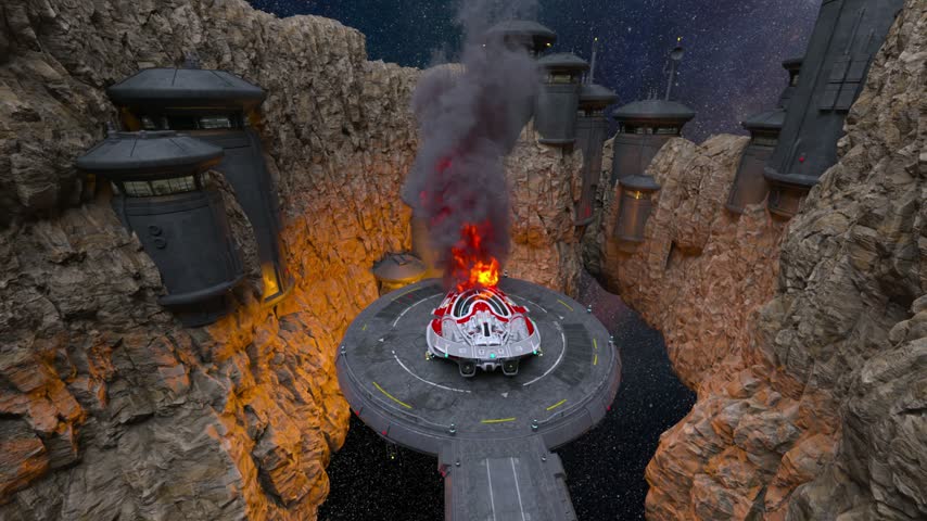 3D rendering of the spaceship landing pad