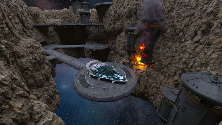 3D rendering of the spaceship landing pad