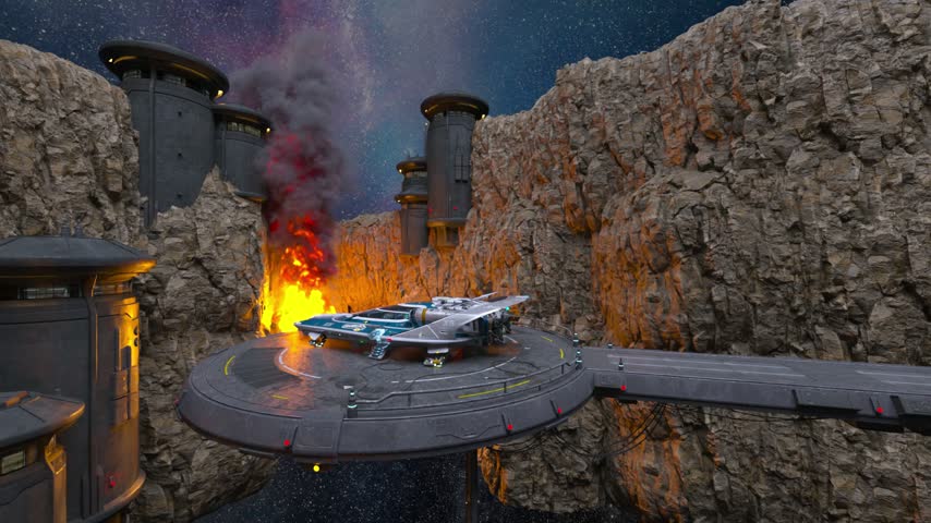 3D rendering of the spaceship landing pad