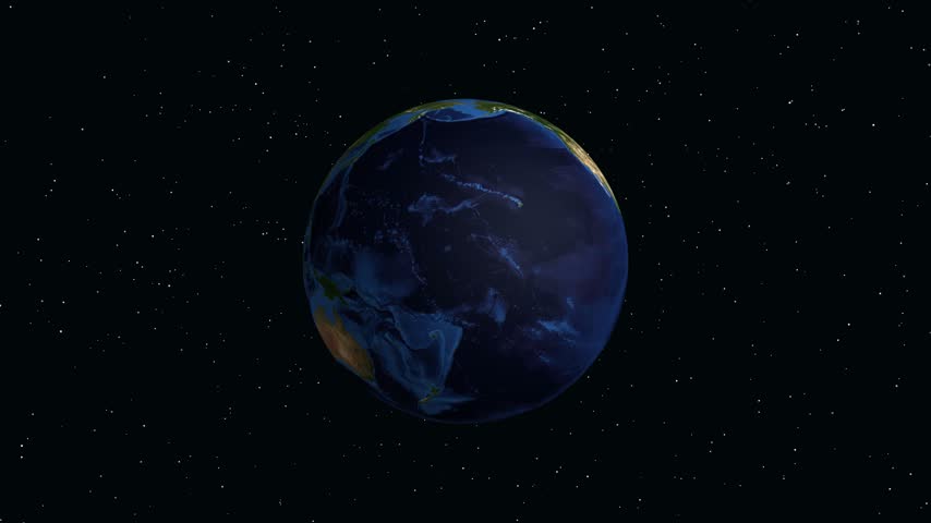Digital animation zooms from space to Hartford, Connecticut, displaying local population statistics and location