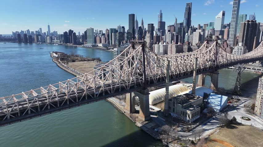 New York Skyline At Manhattan In New York United States. Queensboro Bridge Scenery. Stunning Cityscape. New York Skyline At New York United States. Highrise Buildings Landscape.