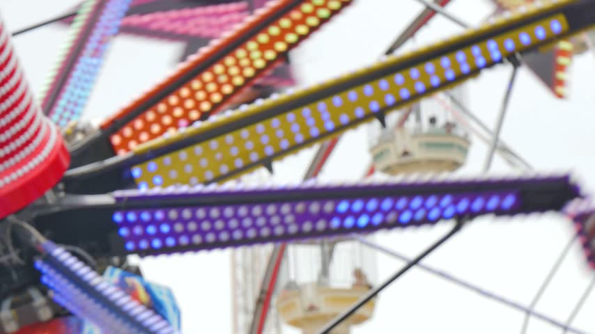 Carnival rides movement at a theme park