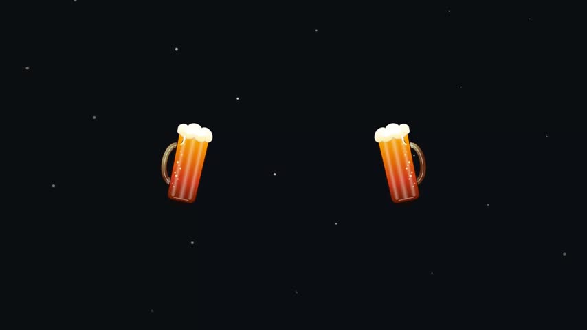 A festive Oktoberfest celebration graphic featuring two beer mugs, banners, and sparkling lights on a dark background.
