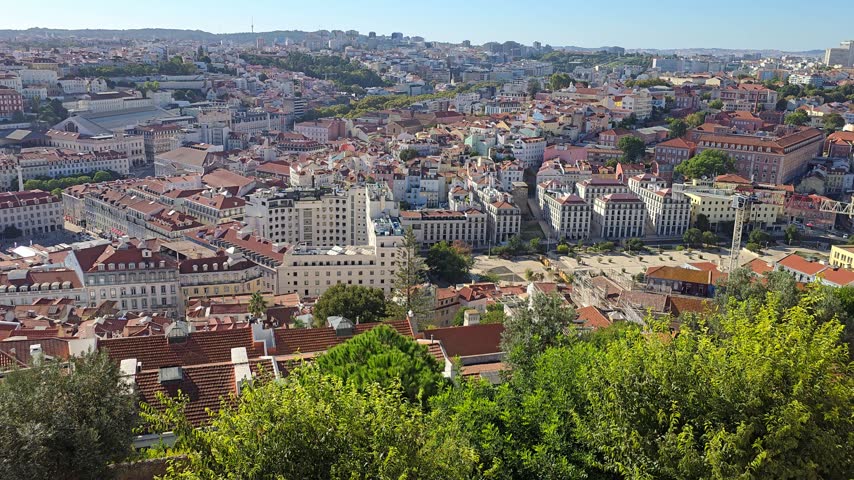 Panoramic view over downtown Lisbon, Portugal
