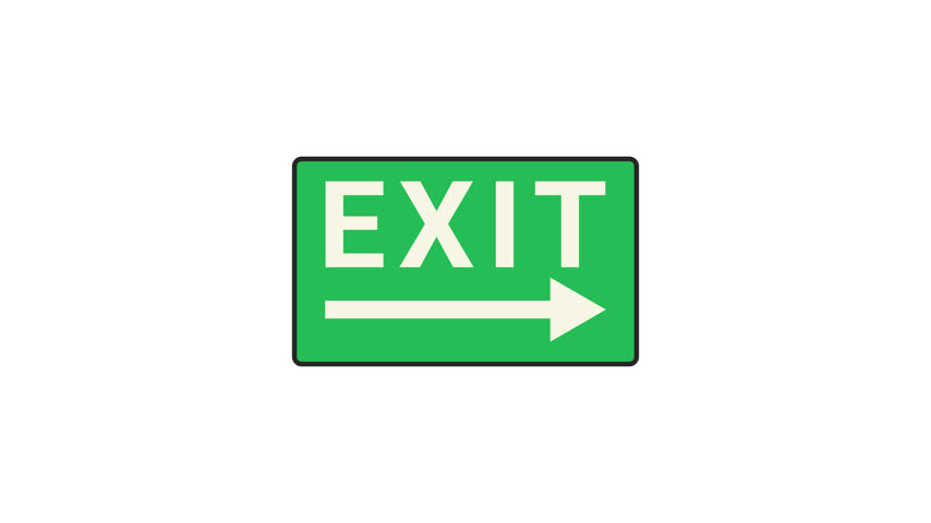 Green Exit Sign with Right Arrow Directional Graphic