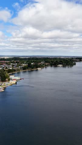 Ballarat regional centre in Victoria of Australia around Wendouree lake – aerial panorama.