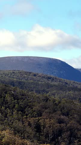 Tasmania Cradle Mountain summit double peak aerial landscape view national park.