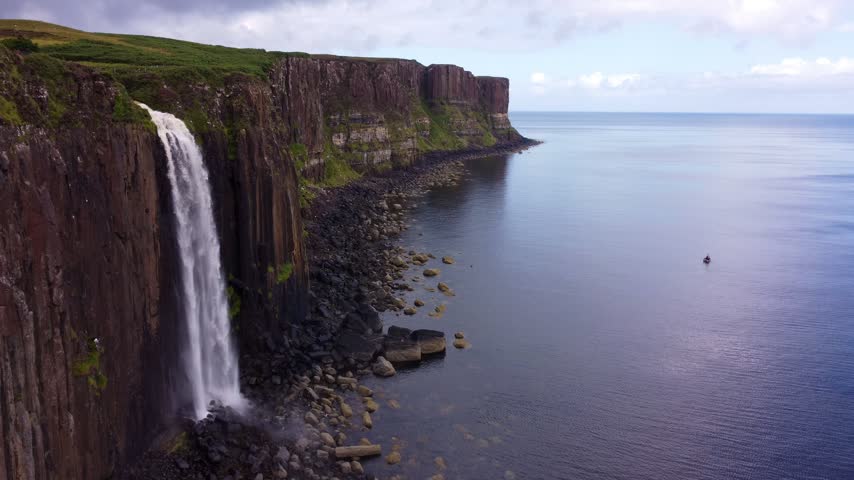 Mealt Falls and Kilt Rock on the Rugged Coast of the Isle of Skye, Scotland	