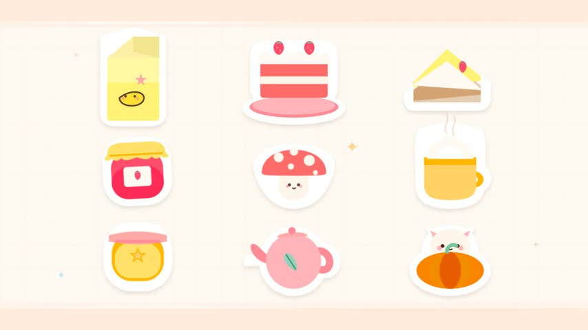 A collection of adorable kawaii-style icons featuring various food and drink items, perfect for digital design and creative projects.