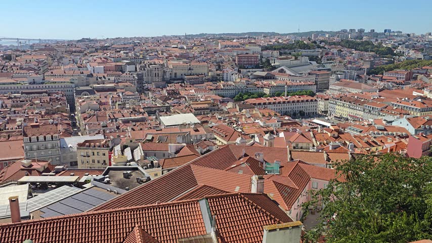Panoramic view over downtown Lisbon, Portugal