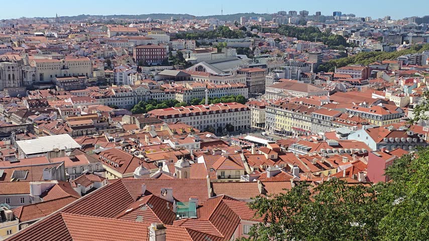 Panoramic view over downtown Lisbon, Portugal