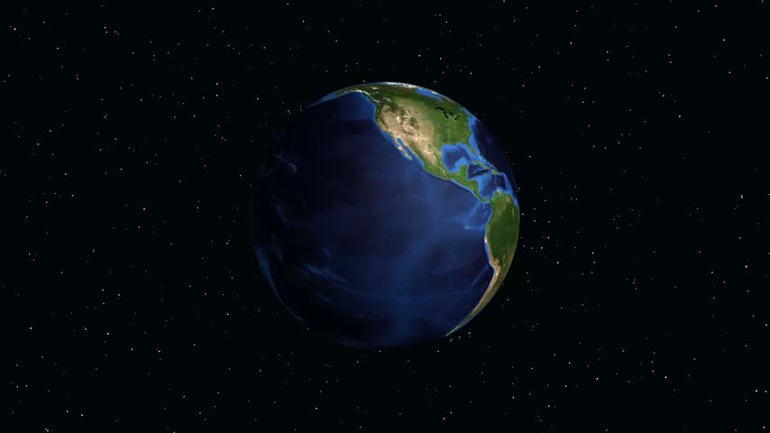 Digital globe rotates and zooms into North America, highlighting Dayton Ohio with location data