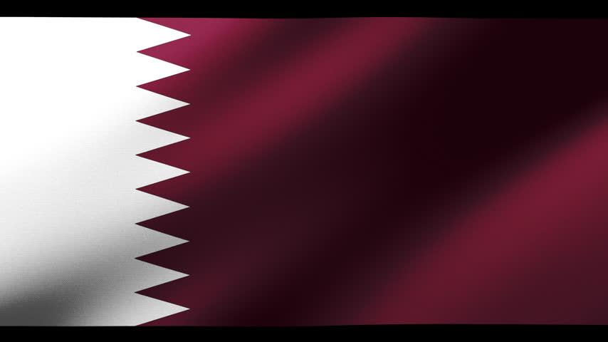 Qatar National Flag. National 3d Qatar flag waving. Flag of Qatar footage video waving in wind.