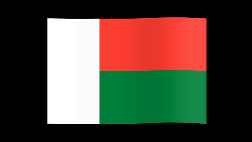 National flag of madagascar waving on transparent background
