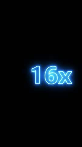 16X Neon Fast Forward Button Blue Glowing Outline on Black Background