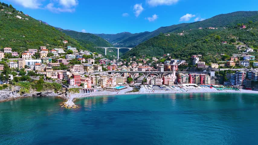 View of Sori in the Metropolitan City of Genoa, Liguria, Italy.