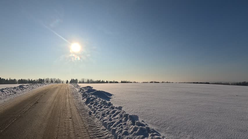 white winter road in the morning
